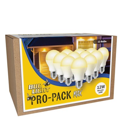 Miracle Led LED Bug Light MAX Pro-Pack 12W Replaces 100W Lightbulbs, Amber, Deters Insects, 12PK 801984